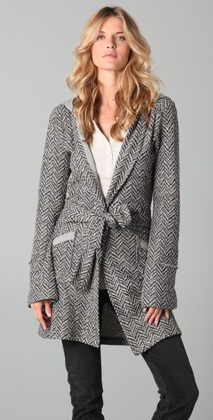 Nightcap Clothing Herringbone Hoodie Coat in Gray (black) - Lyst