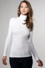 Splendid Jersey Turtleneck, White