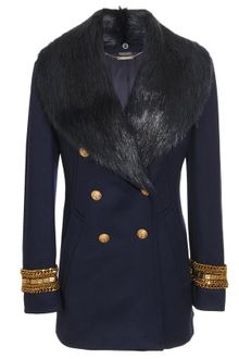 Alexander McQueen Fleece-wool Military Coat with Fur Collar - Lyst
