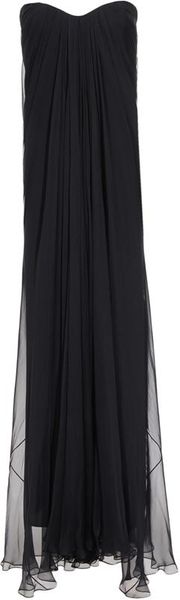 Alexander Mcqueen Draped Silk Chiffon Bustier Gown in Purple (prune) - Lyst