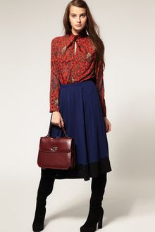 ASOS Collection Asos Midi Skirt with Contrast Hem in Soft Crepe Jersey - Lyst