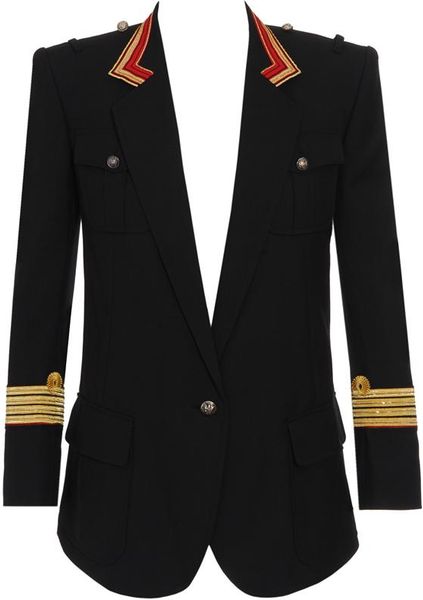 Balmain Woolblend Military Jacket with Piping in Black (black gold) - Lyst