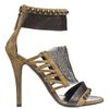Balmain Suede Sandal with Chainmail Detail in Khaki - Lyst