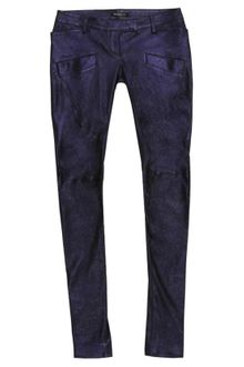 Balmain Metallic Leather Biker Trousers - Lyst