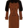 Burberry Prorsum Wool Tweed Trench Coat with Fox Fur Panels in Orange - Lyst