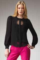 Diane Von Furstenberg Lace-inset Silk Blouse