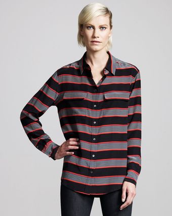 Equipment Striped Signature Blouse - Lyst