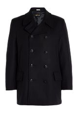Gloverall Navy Melton Churchill Reefer Coat