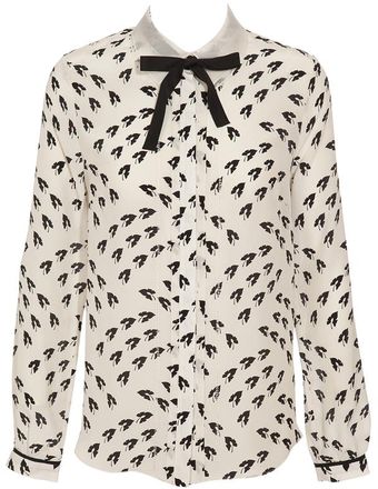  Silk Blouse with Leaf-print 