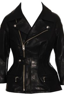 Junya Watanabe Leather Biker Jacket with Defined Hips - Lyst