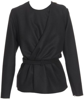 Maison Martin Margiela Double Front Stretch Wool Jacket with Belt - Lyst