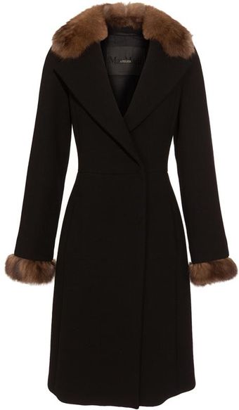Max Mara Atelier Molina Virgin Crepe Wool Coat with Sable Collar - Lyst