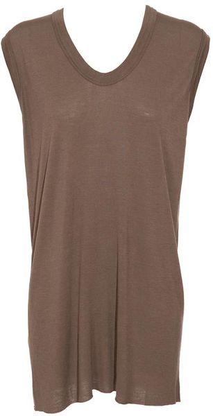 Rick Owens Silkblend Top in Brown (dust) - Lyst