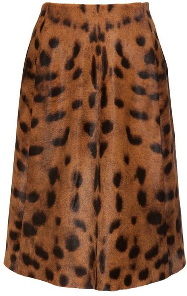 Rochas Hyena Spotted Calf Hair Skirt in Beige (camel) - Lyst