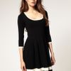 Asos Collection Asos Contrast Fit and Flare Knitted Dress in Black - Lyst