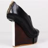Finsk Black Fender Cutout Wedge Peep Toe in Black - Lyst