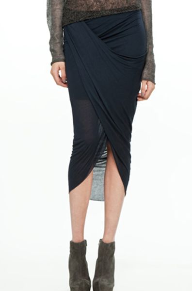 Helmut Lang Front Wrap Skirt in Blue Lapis in Blue - Lyst