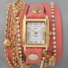 La Mer Collections Tokyo Crystal Wrap Watch in Pink (coral) - Lyst