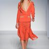 Alberta Ferretti Spring 2012 Leather Collared Coral SkirtSuit with Pleated Skirt in Orange (gold, orange) - Lyst
