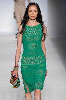 Alberta Ferretti Spring 2012 Green Knitted See Through Knee-Length Dress - Lyst
