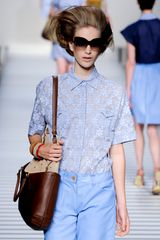 Fendi Spring 2012 Sheer Printedd Short Sleeve Floral Blouse
