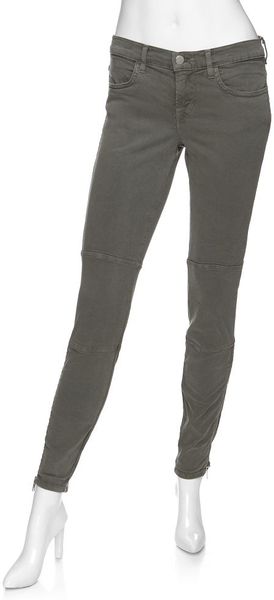 J Brand Midrise Zippered Skinny Jeans: Grey in Khaki - Lyst