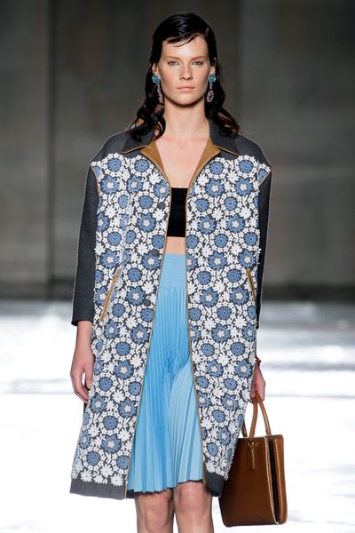 Prada Spring 2012 Floral Embroidered Top Coat in Blue - Lyst