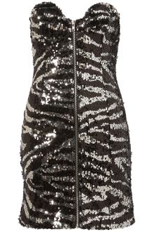 Topshop Zebra Sequin Zip Bandeau Dress By Dress Up - Lyst
