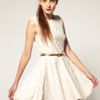 Asos Fur Dress in Beige (cream) - Lyst