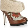 Bally Mame Shearling and Brocade Ankle Boots in Brown - Lyst