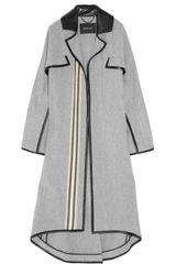 Derek Lam Blanket-stripe Wool-blend and Leather Coat