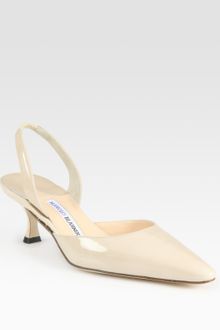 Manolo Blahnik Carolyne Patent Leather Point Toe Slingback Pumps - Lyst