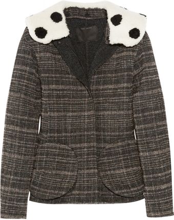 Marc Jacobs Tweed and Polka-dot Shearling Coat - Lyst