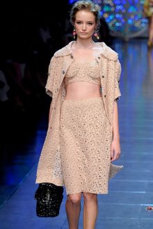 Dolce & Gabbana Spring 2012 Beige Crocheted Skirt - Lyst