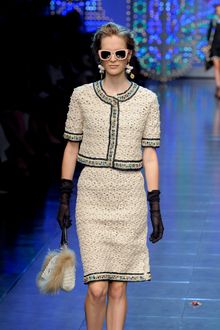 Dolce & Gabbana Spring 2012 Small Crochet Knit Handbag With Fur Trim - Lyst