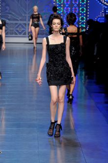 Dolce & Gabbana Spring 2012 Black Square Neck Floral Embellished Mini Dress - Lyst