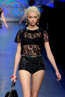 Dolce & Gabbana Spring 2012 Corset Laced Heels with Mesh Detail - Lyst