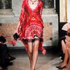 Emilio Pucci Spring 2012 Multi Print Hanging Sleeve Dress With Lace Detail  in Red - Lyst