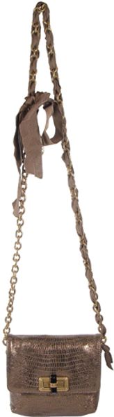  Brown Mini Pop Bag in Metallic Lizard-like Leather 