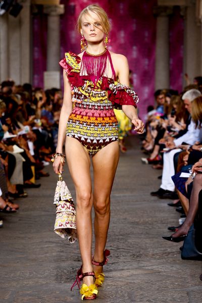 Missoni Spring 2012 Patterned Cloth Bag With Ring Handles in Multicolor - Lyst