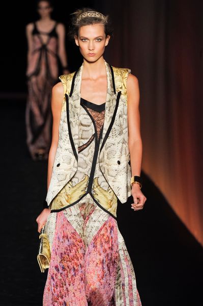 Roberto Cavalli Spring 2012 Peaked Lapel Sleeveless Jacket in Animal - Lyst