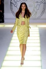Versace Spring 2012 Gold Studded Yellow Biker Jacket 