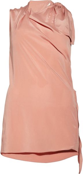 3.1 Phillip Lim Draped Washed Silkblend Top in Pink (blush) - Lyst