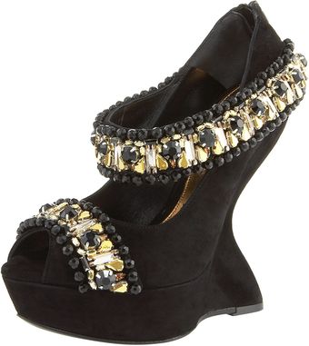 Alexander McQueen Jeweled Finned-wedge Pump - Lyst
