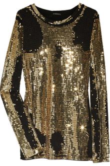 Balmain Distressed Sequin-embellished Cotton Top - Lyst