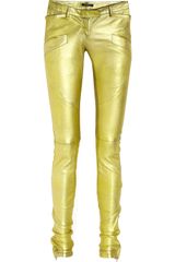 Balmain Metallic Leather Skinny Pants