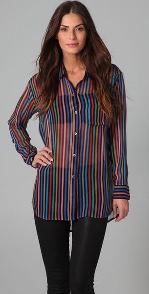 Equipment Daddy Laser Stripe Blouse - Lyst