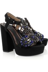 Marni Embellished Crepe-covered Platform Sandals