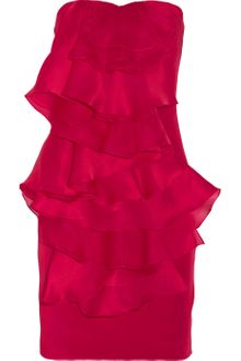 Notte By Marchesa Ruffled Strapless Silk Dress - Lyst