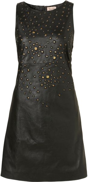 Topshop Leather Stud Sequin Bodycon Dress By Dress Up - Lyst